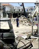 Australian police check the scene after the Bali bombing