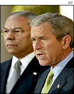 President George W Bush with Colin Powell
