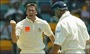 Glenn McGrath celebrates his Ashes landmark 