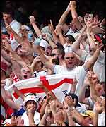 England's fans cheer on their team