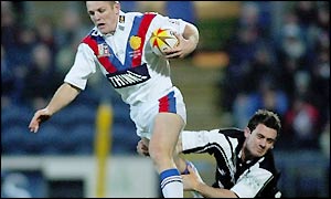 Leeds Rhinos player Karl Pratt looks to make a breakthrough for Great Britain