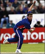 Darren Gough bowling against Sri Lanka in July