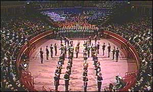 Marching bands entertained the crowd of thousands