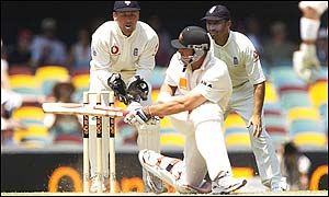 Matthew Hayden hits a four as Australia start strongly