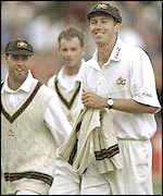 McGrath leads Australia off the field at Lord's