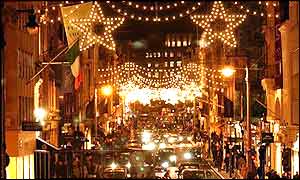 The Christmas lights in London's Regent Street