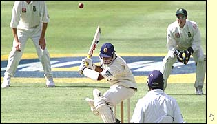 Marvan Atapattu gets under a bouncer
