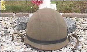 War cemetery, Argentinian helmet