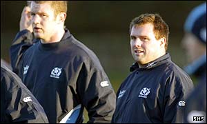David Hilton (right) in training with Scotland