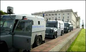 Police raided Sinn Fein's Stormont office and houses in Belfast