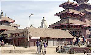 Kathmandu's Durbar Square, popular with tourists, empty during Maoist strike