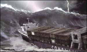 Freak wave engulfs ship, BBC