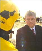 NIO minister Des Browne met army firefighters on Wednesday