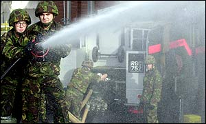 Soldiers firefighting