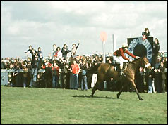 Red Rum winning the 1977 Grand National