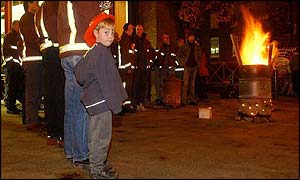 Robert Simpson pickets alongside his father John at Peckham fire station