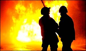 RAF crew fighting a fire in Cambridge