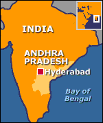 Map showing Hyderabad