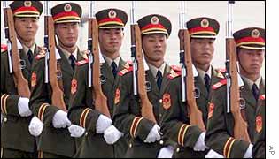 Chinese soldiers on parade