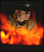 Firefighter Jon Diver on picket line