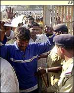 Security checks at the Motera Stadium