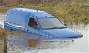 Car stuck in flood