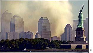 Smoke over Manhattan after attack on World Trade Center
