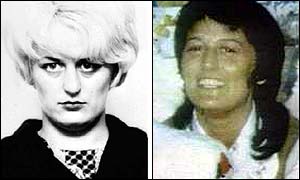 Hindley at the time of her arrest, and later in prison