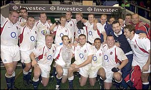 England celebrate a famous win 