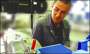A worker at engineering firm Renishaw