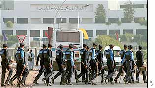 Policemen guard Pakistan's parliament