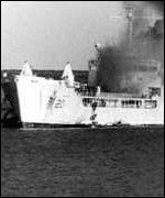 Argentine bomb attack on the British troop ship Sir Galahad, June 1982