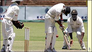 Pakistan batsman Yousuf Youhana is bowled for 159