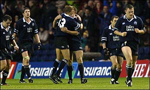 Scotland celebrate at the final whistle