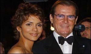 New Bond girl Berry and former Bond Roger Moore reflected the past and present of 007