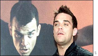 Robbie Williams launching his new EMI album Escapology