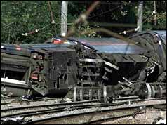 Derailed train at Hatfield
