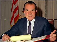 Richard Nixon at his desk in the White House