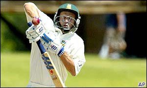South African batsman Gary Kirsten is caught by Hasantha Fernando after making 11