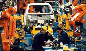 A car being assembled