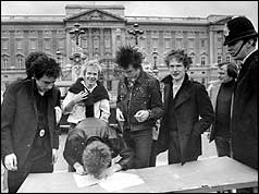 Sex Pistols sign contract with A&M outside Buckingham Palace