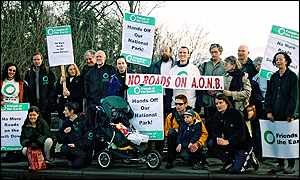 Protest near the site of proposed road improvements at Lewes
