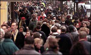 A high street full of people