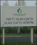 Glan Clwyd hospital sign