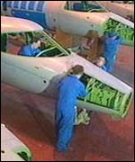 Workers building planes at Shorts