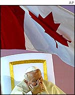 Pope John Paul II during his visit to Canada