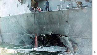 USS Cole following attack in Yemen