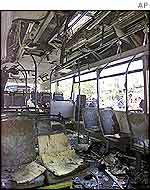 Interior of bombed bus