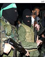 Hamas fighters in Gaza City 