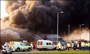 Police road blocks sealed off the area